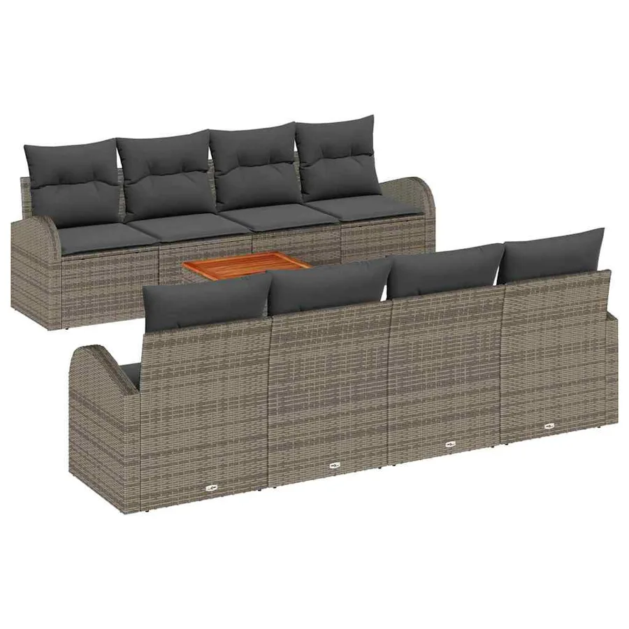 Ensemble de canapé de jardin avec stockage 9 pcs Gris polyrotin - 2