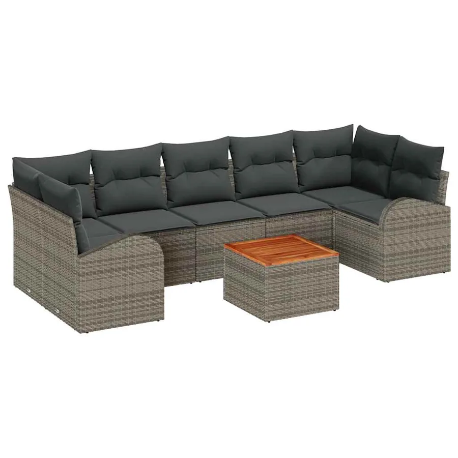 Ensemble de canapé de jardin avec stockage 8 pcs Gris polyrotin - 2
