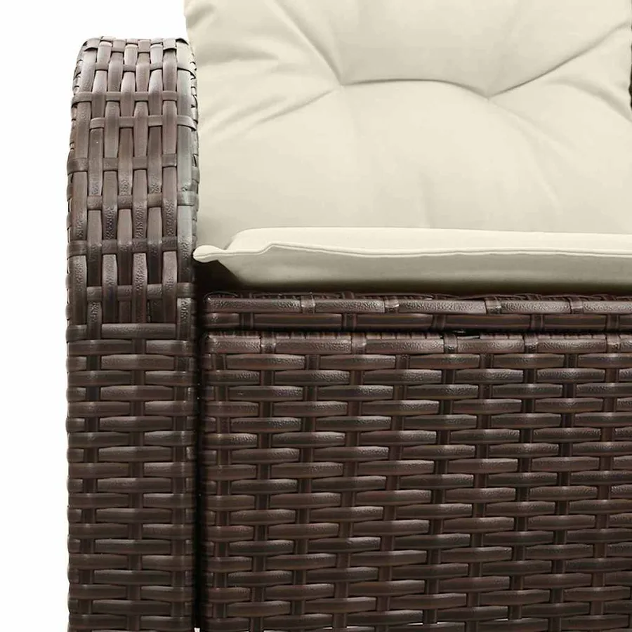 Canapé de jardin avec coussin Marron 124 x 62 x 69cm polyrotin - 5