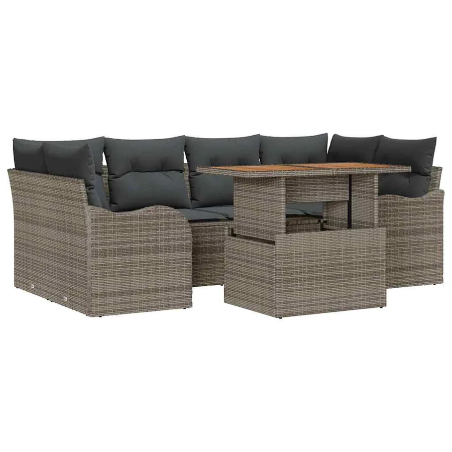 Ensemble de canapé de jardin 7 pcs Gris Poly rotin - 2