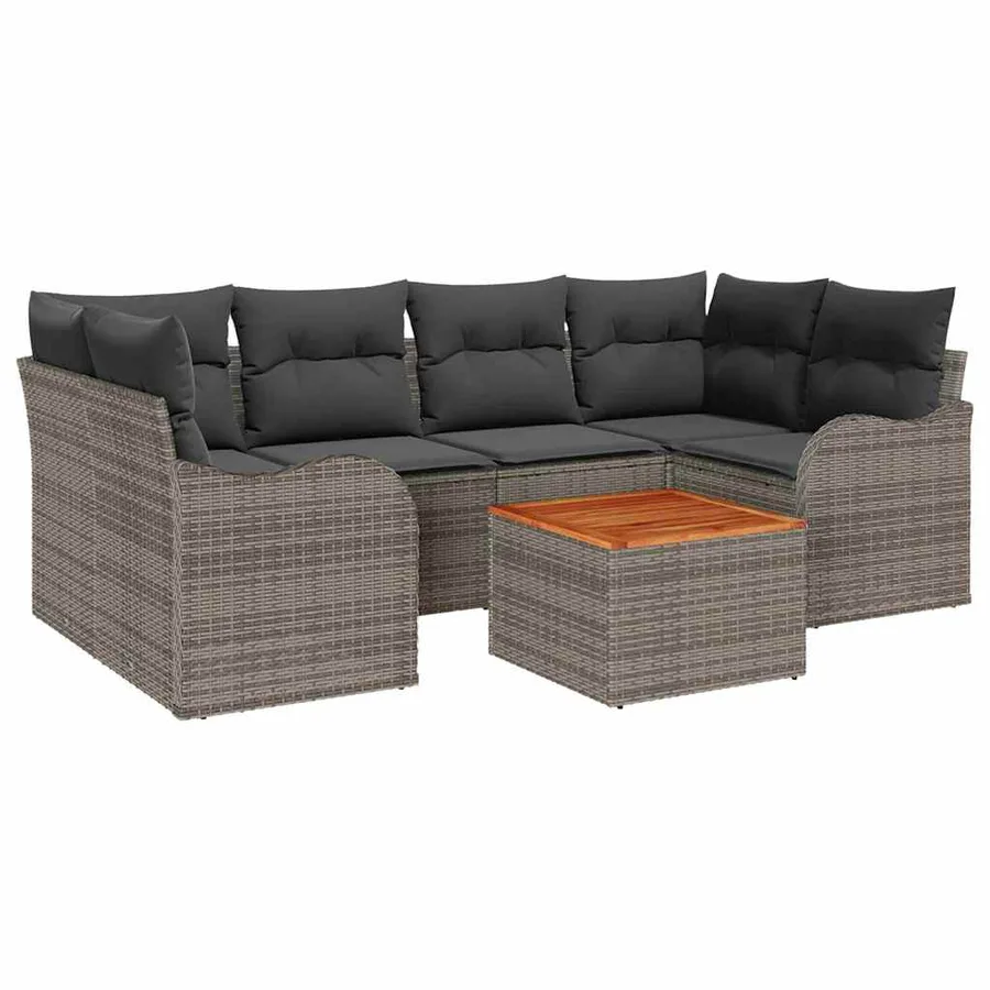 Ensemble de canapé de jardin avec stockage 7 pcs Gris polyrotin - 2