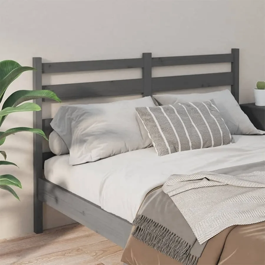 Tête de lit Gris 156x4x100 cm Bois massif de pin - 3