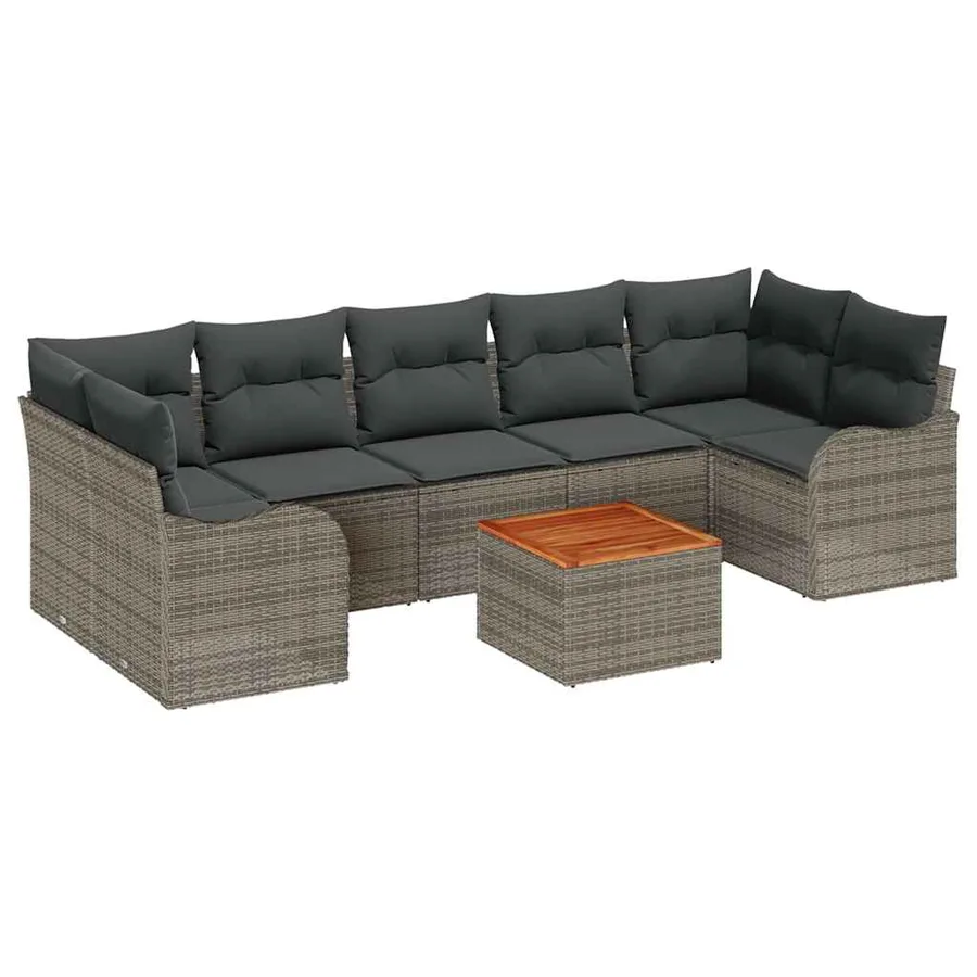 Ensemble de canapé de jardin avec stockage 8 pcs Gris polyrotin - 2