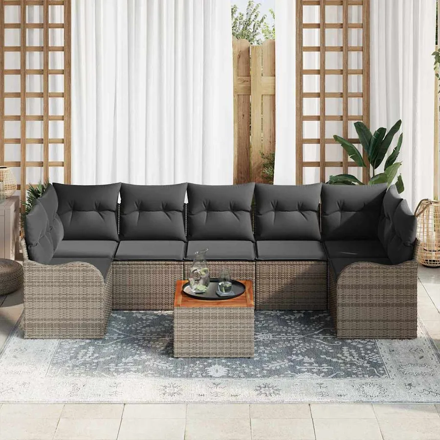 Ensemble de canapé de jardin avec stockage 8 pcs Gris polyrotin - 3