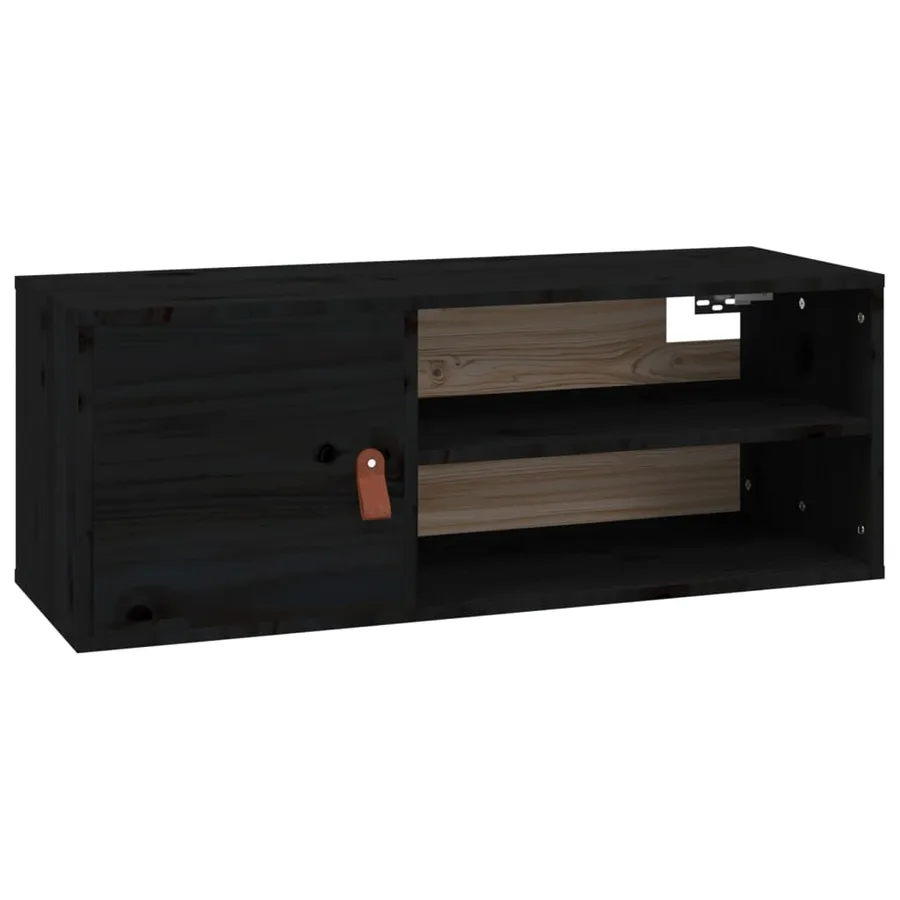 Armoires murales 2 pcs Noir 80x30x30 cm Bois de pin massif - 6