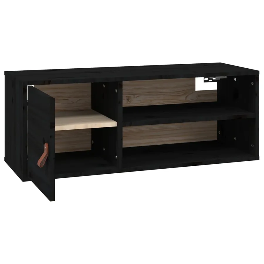 Armoires murales 2 pcs Noir 80x30x30 cm Bois de pin massif - 8