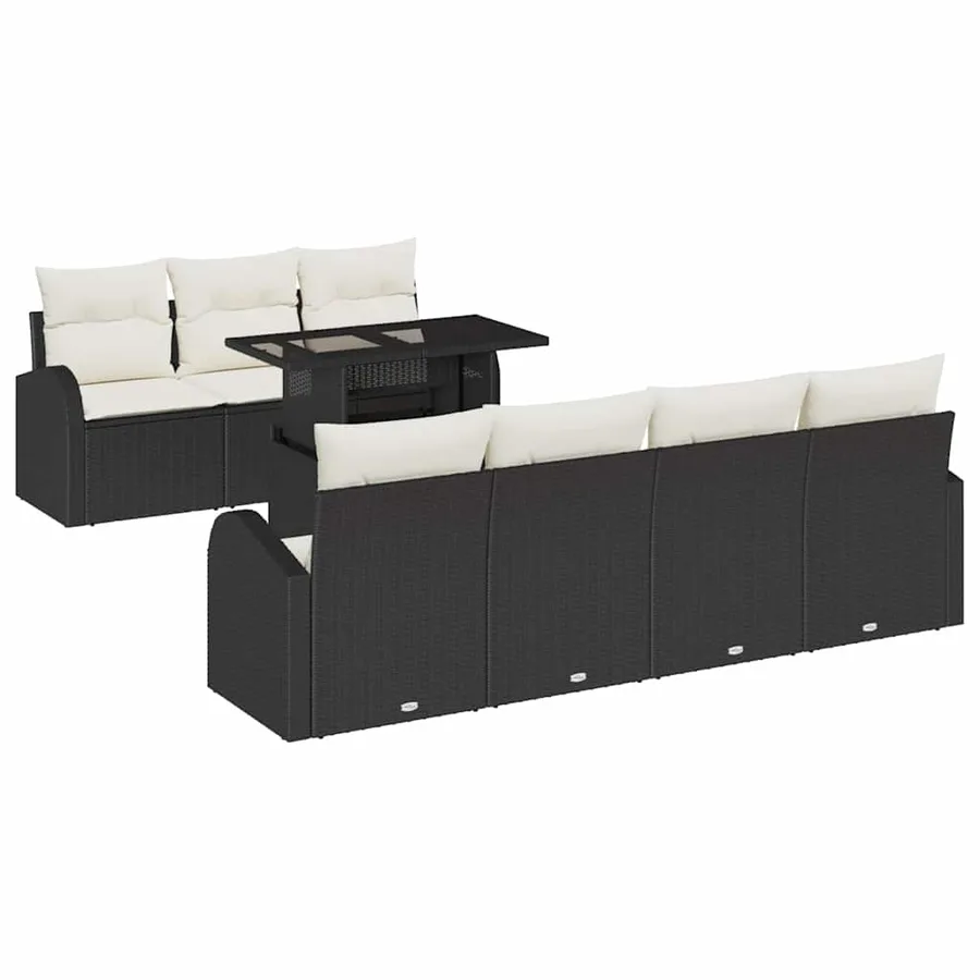 Ensemble de canapé de jardin 8 pcs Noir Poly Rattan - 2