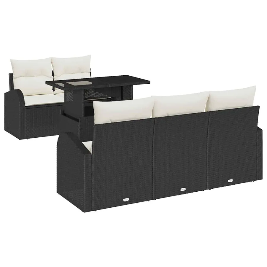 Ensemble de canapé de jardin 6 pcs Noir Poly Rattan - 2