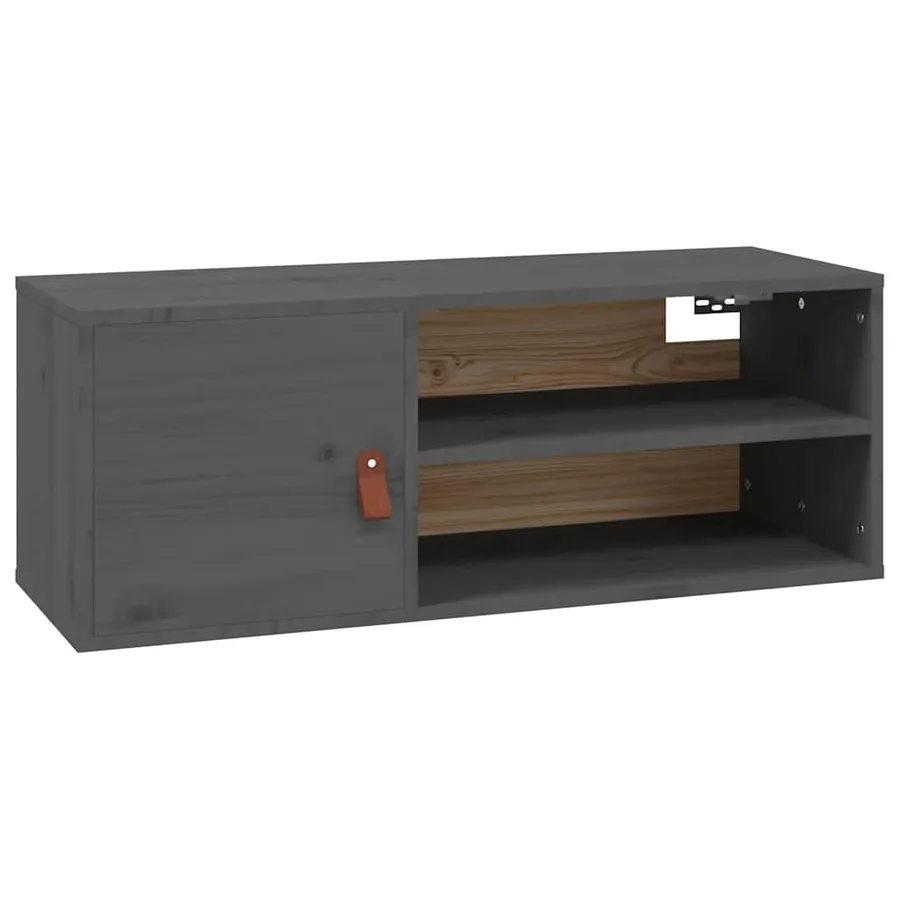 Armoire murale Gris 80x30x30 cm Bois de pin massif - 2