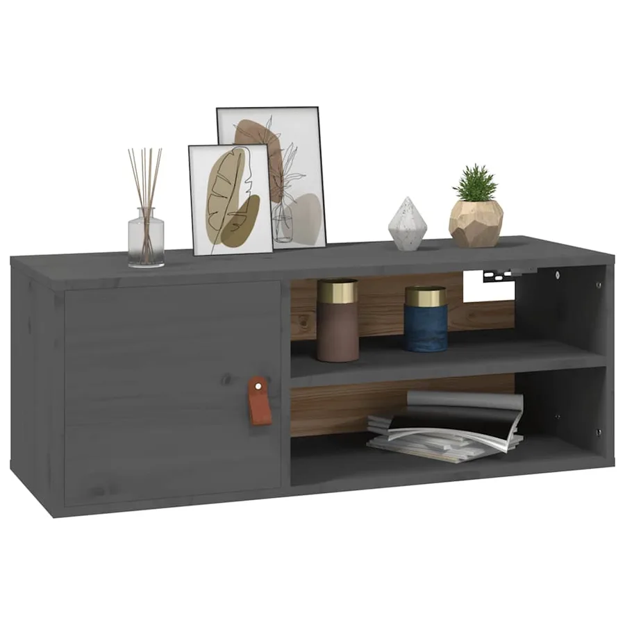 Armoire murale Gris 80x30x30 cm Bois de pin massif - 4