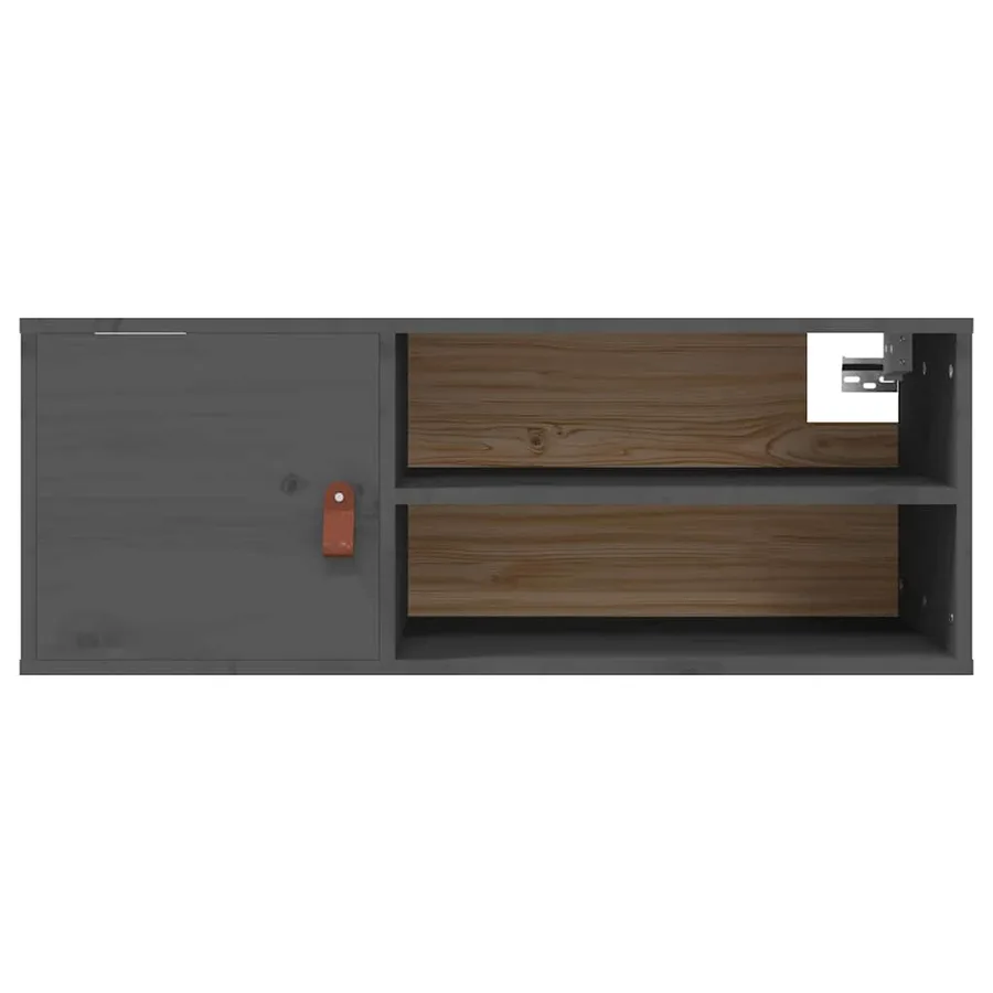 Armoire murale Gris 80x30x30 cm Bois de pin massif - 6