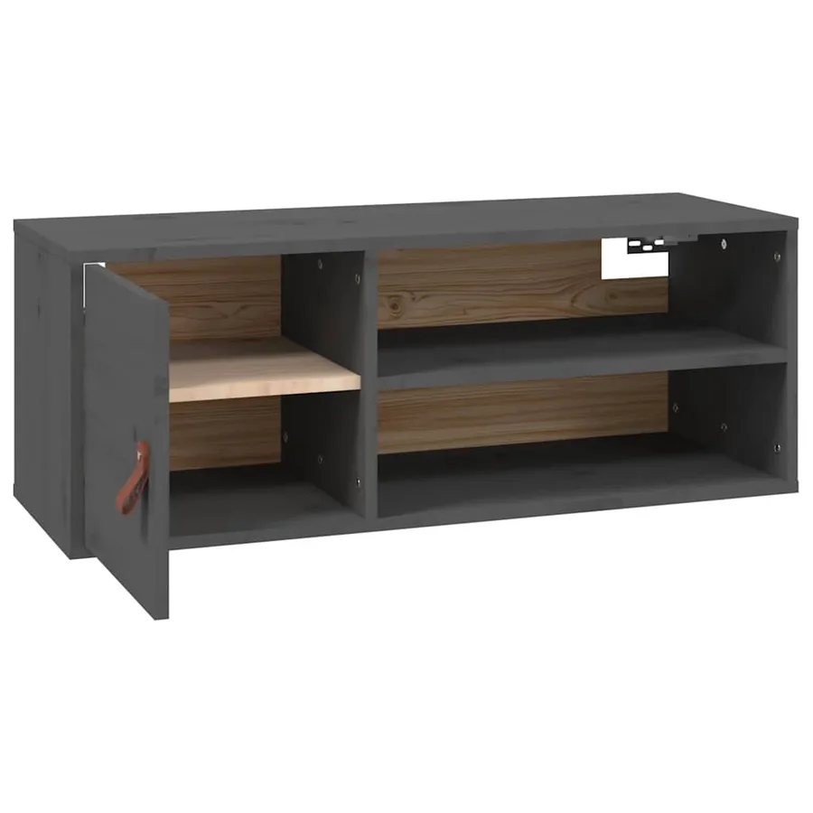 Armoire murale Gris 80x30x30 cm Bois de pin massif - 7