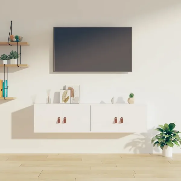 Armoires murales 2 pcs Blanc 60x30x30 cm Bois de pin massif