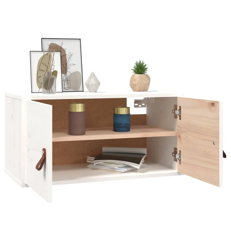 Armoires murales 2 pcs Blanc 60x30x30 cm Bois de pin massif - 10