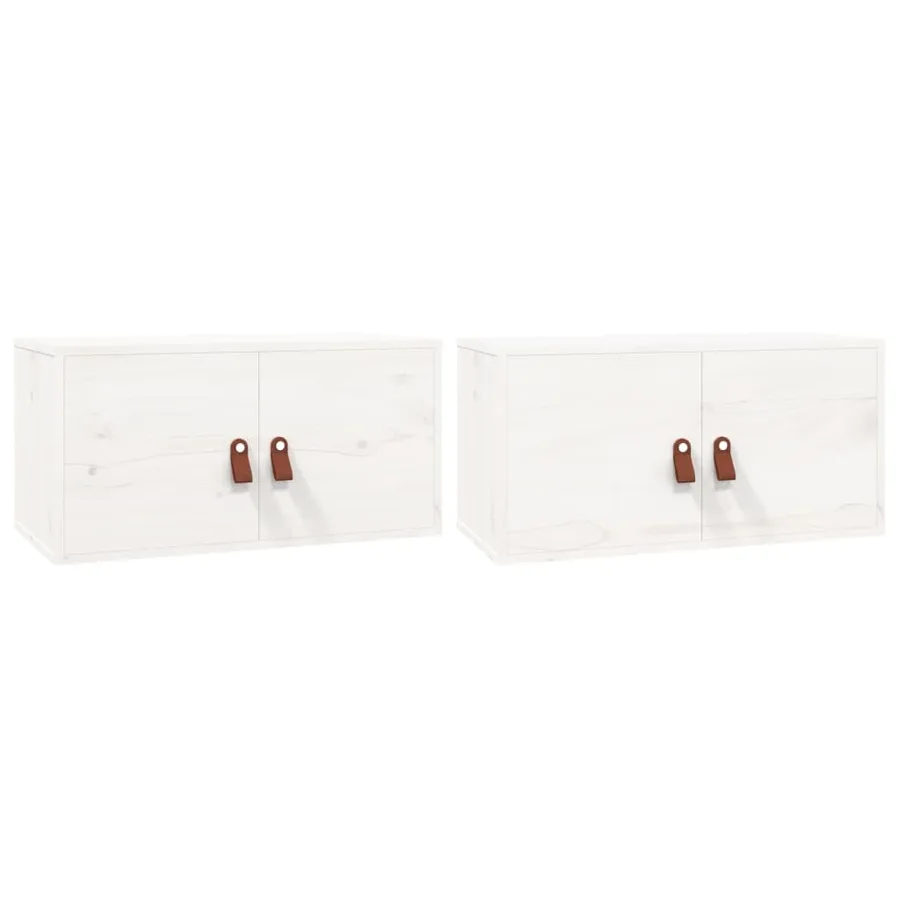 Armoires murales 2 pcs Blanc 60x30x30 cm Bois de pin massif - 2