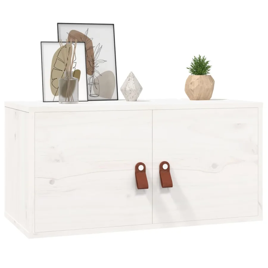 Armoires murales 2 pcs Blanc 60x30x30 cm Bois de pin massif - 9