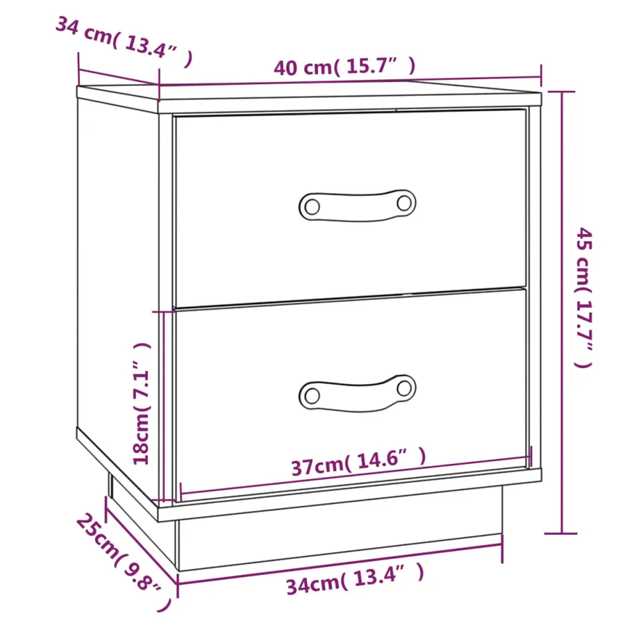 Tables de chevet 2 pcs Blanc 40x34x45 cm Bois de pin massif - 11