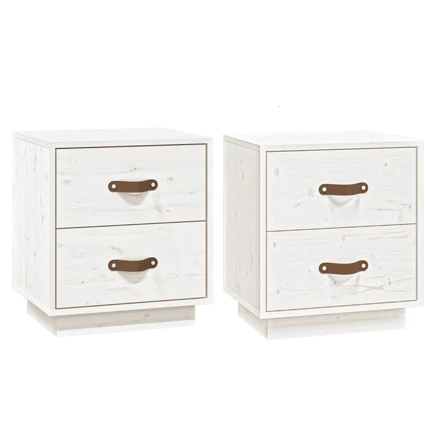 Tables de chevet 2 pcs Blanc 40x34x45 cm Bois de pin massif - 2