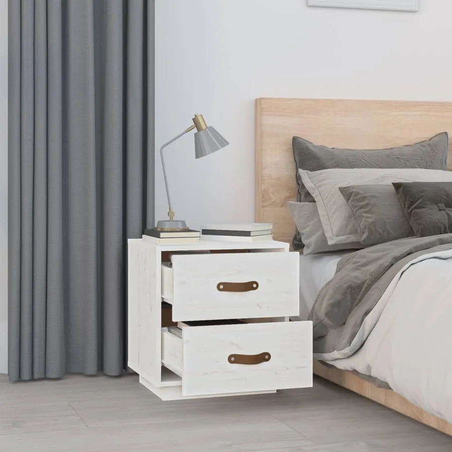 Tables de chevet 2 pcs Blanc 40x34x45 cm Bois de pin massif - 4