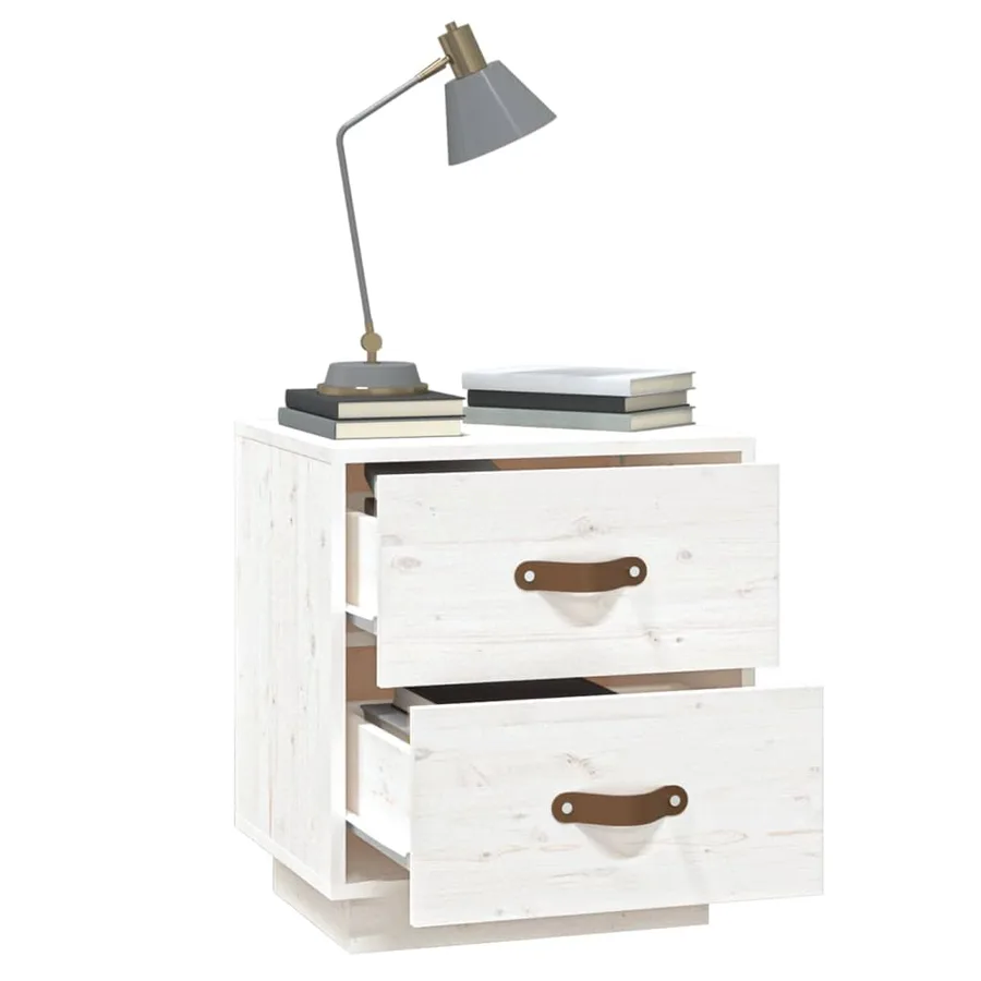 Tables de chevet 2 pcs Blanc 40x34x45 cm Bois de pin massif - 5