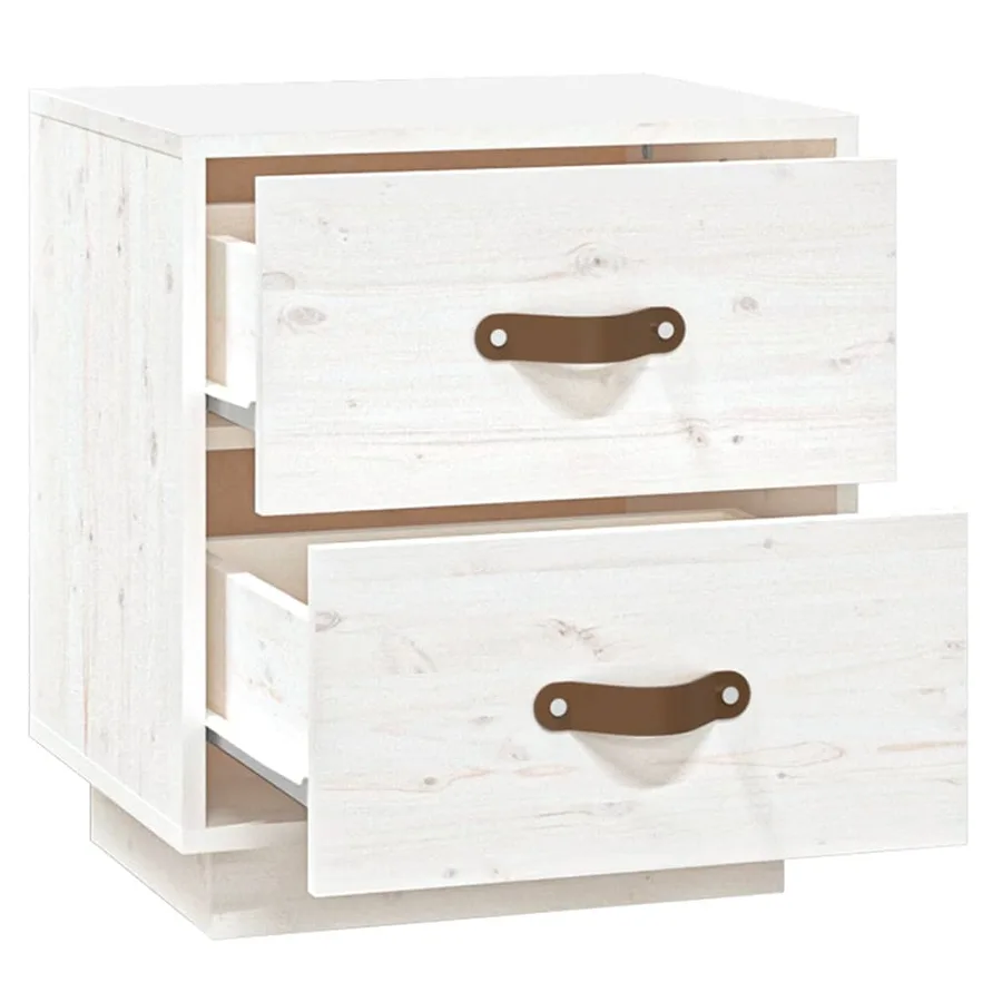 Tables de chevet 2 pcs Blanc 40x34x45 cm Bois de pin massif - 8