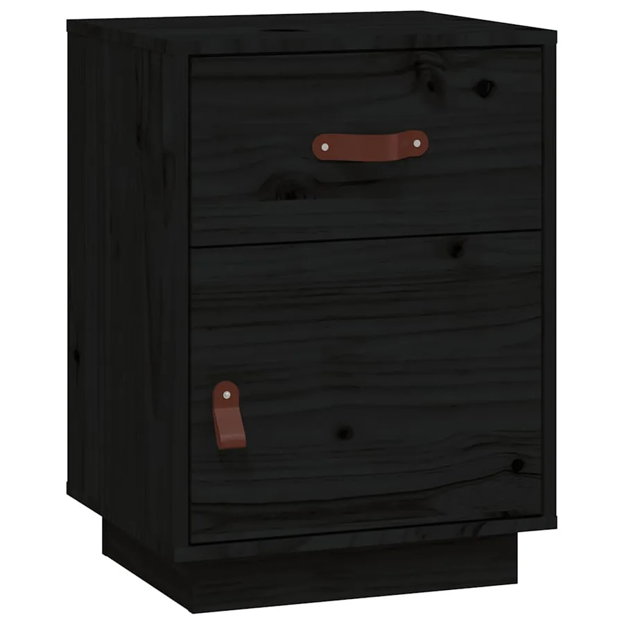 Tables de chevet 2 pcs Noir 40x34x55 cm Bois de pin massif - 5