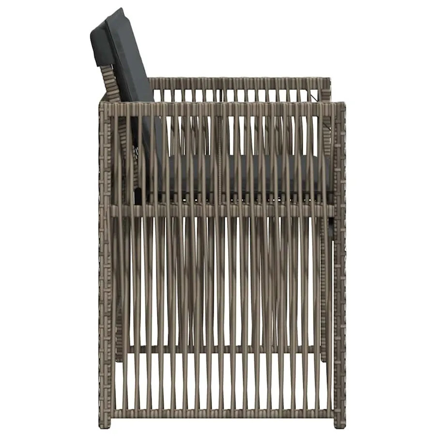 Chaises de jardin avec coussins lot de 4 gris résine tressée - 6