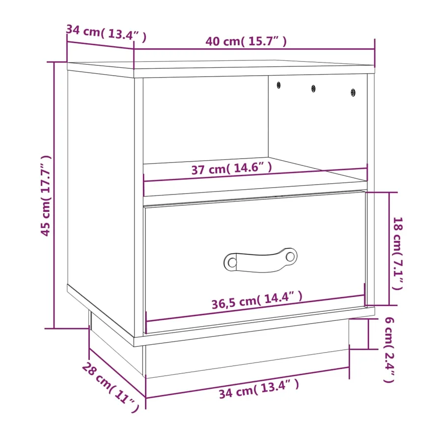 Tables de chevet 2 pcs Gris 40x34x45 cm Bois de pin massif - 10