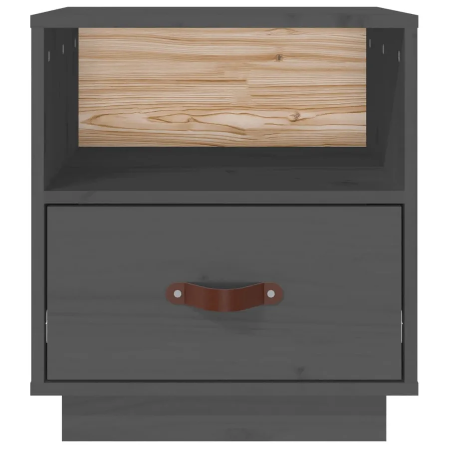 Tables de chevet 2 pcs Gris 40x34x45 cm Bois de pin massif - 7