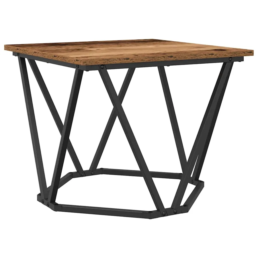 Table basse 3 pcs Bois Ancien Bois d'ingénierie et acier - 5