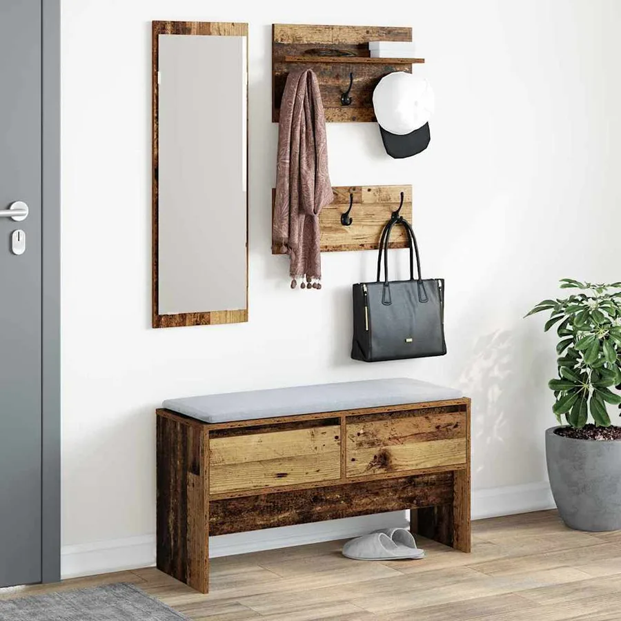 Ensemble de meubles d'entrée Bois ancien 90 x 31 x 46,5 cm - 4