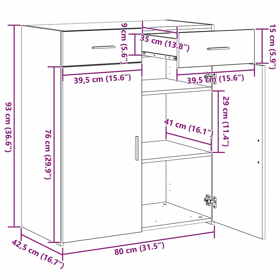 Armoire de rangement Chêne noir 80 x 42,5 x 93 cm - 11