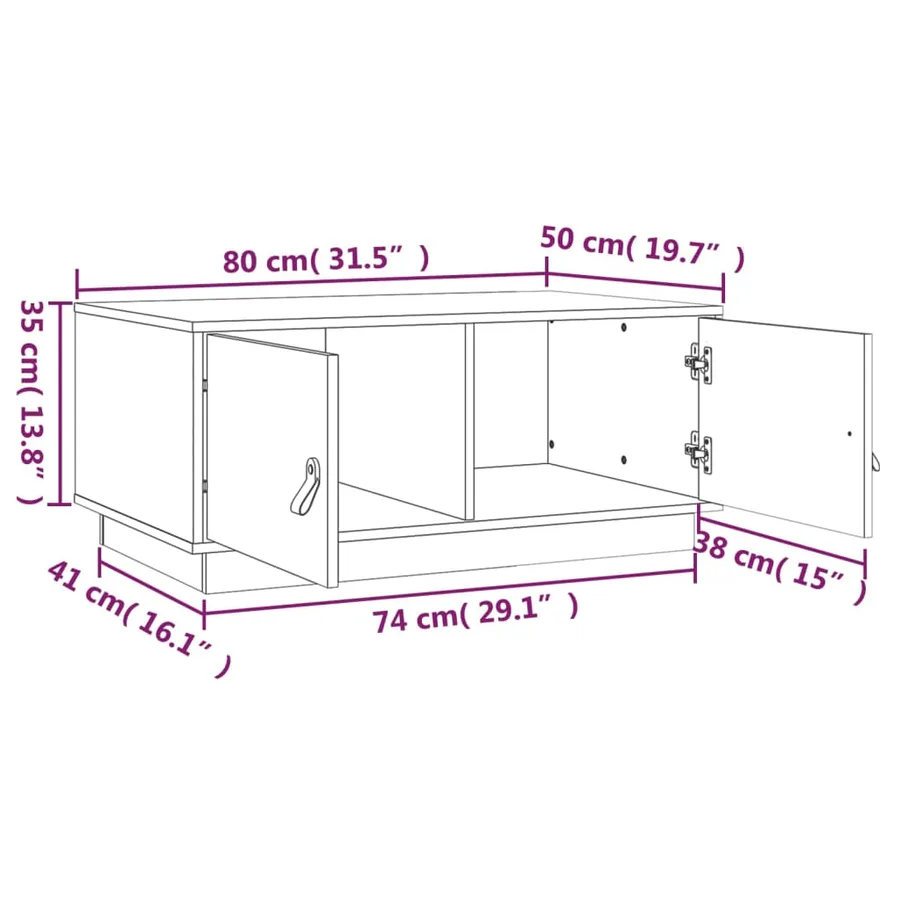Table basse Blanc 80x50x35 cm Bois massif de pin - 10