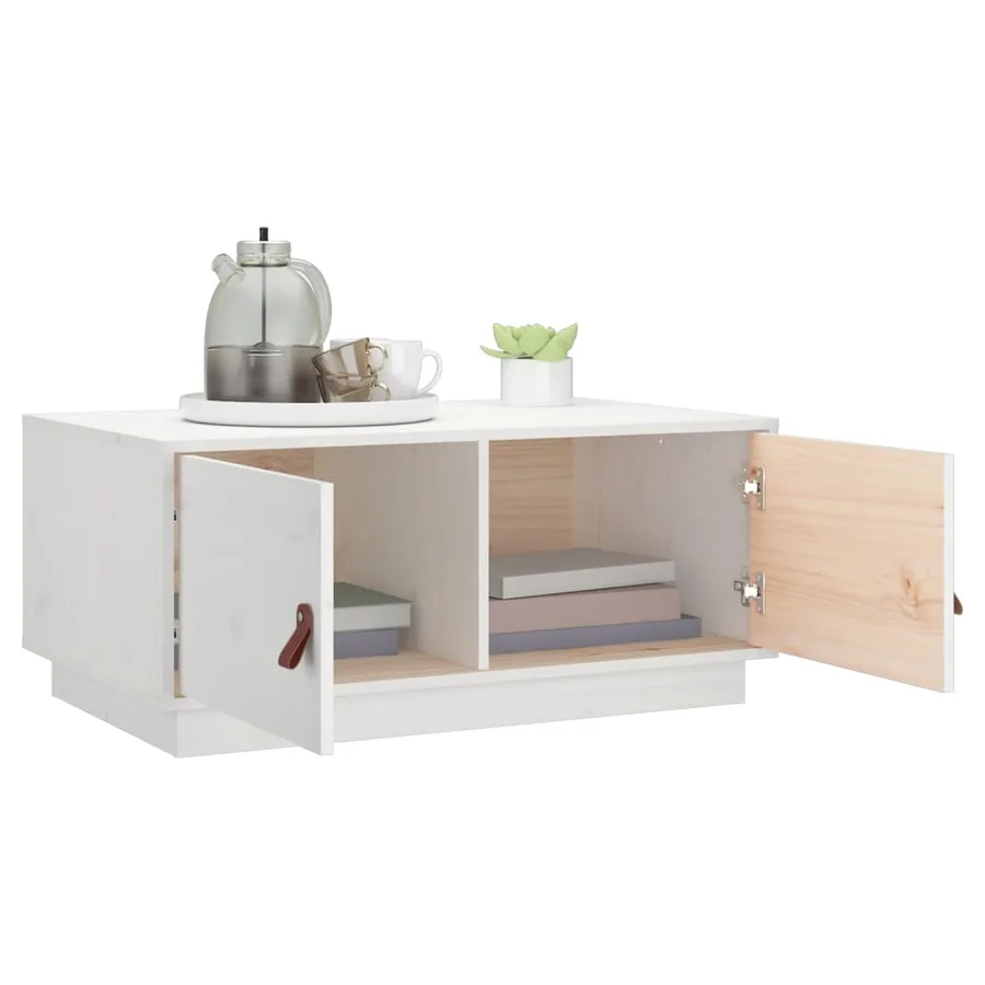 Table basse Blanc 80x50x35 cm Bois massif de pin - 5