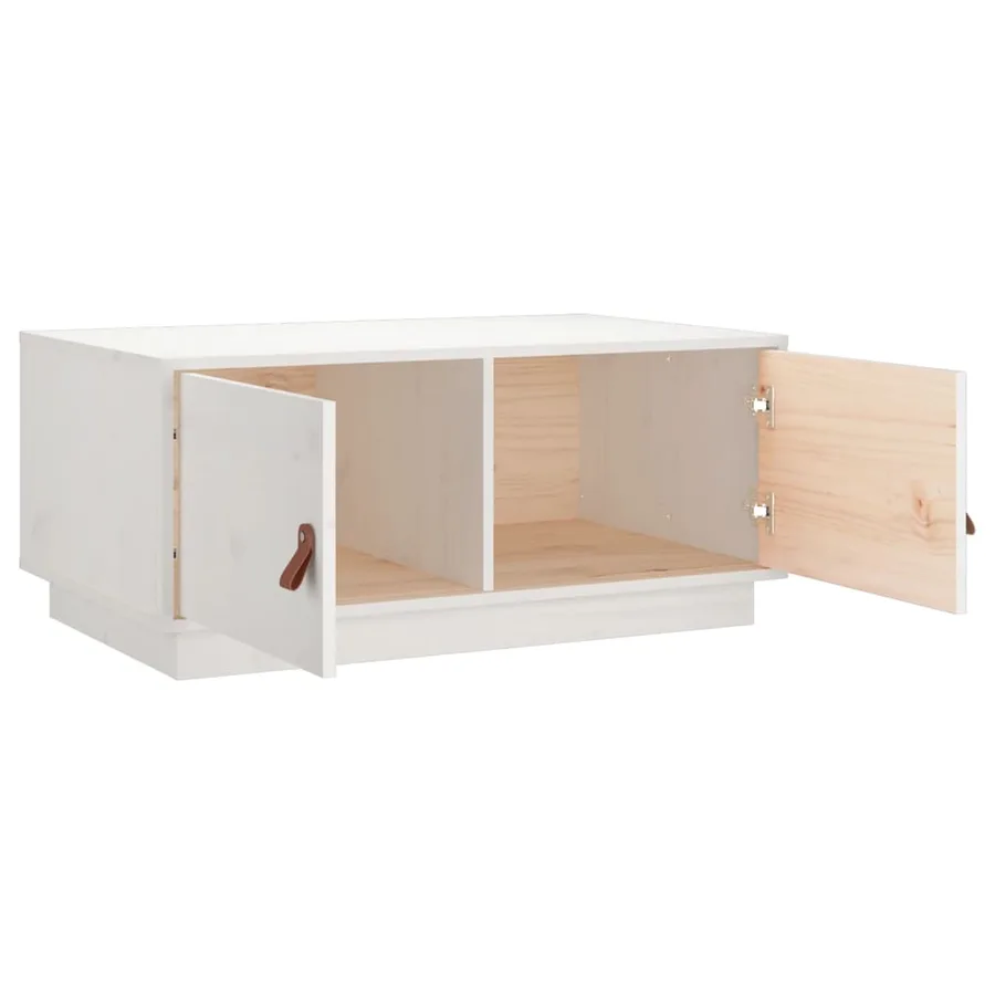 Table basse Blanc 80x50x35 cm Bois massif de pin - 7