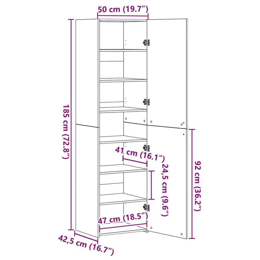Haut Armoire Bois ancien 50 x 42,5 x 185 cm - 15