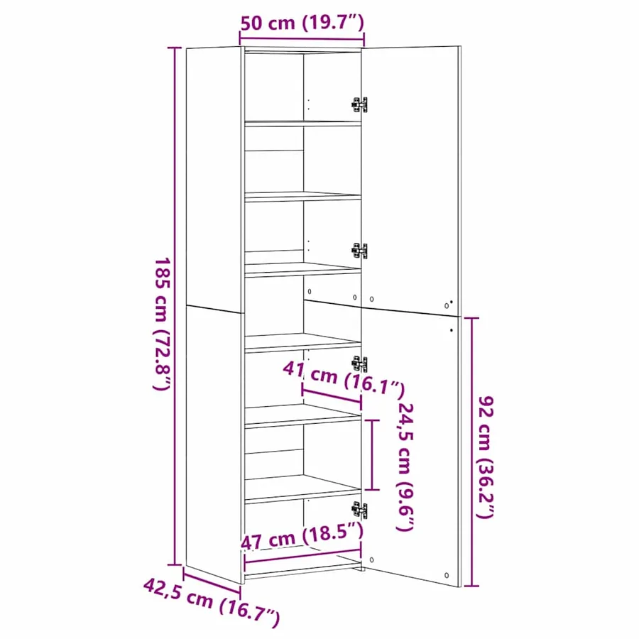 Haut Armoire Bois ancien 50 x 42,5 x 185 cm - 16