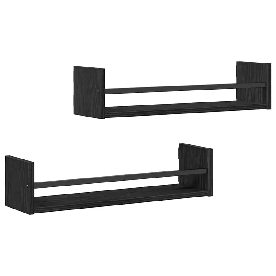 Étagère Murale Montage mural 2 pcs Chêne noir 60 x 16 x 14 cm - 2