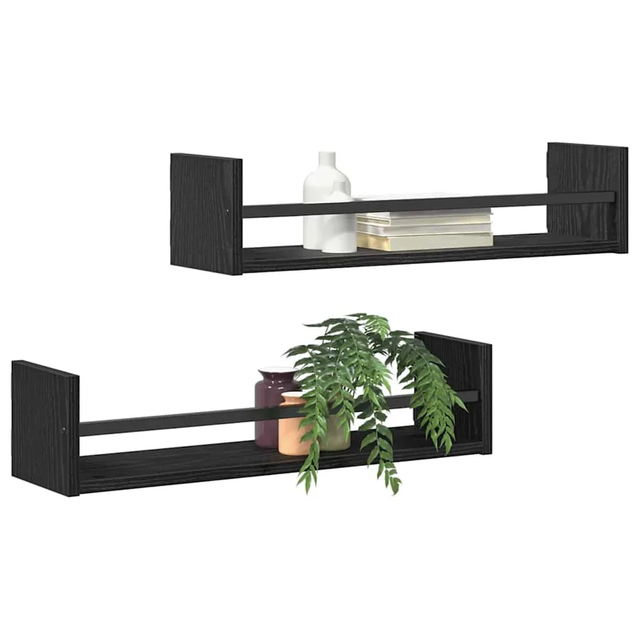 Étagère Murale Montage mural 2 pcs Chêne noir 60 x 16 x 14 cm - 3