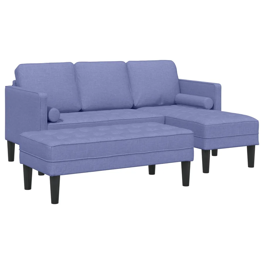 Ensemble de Canapés avec coussin 2 pcs Bleu denim Polyester - 4