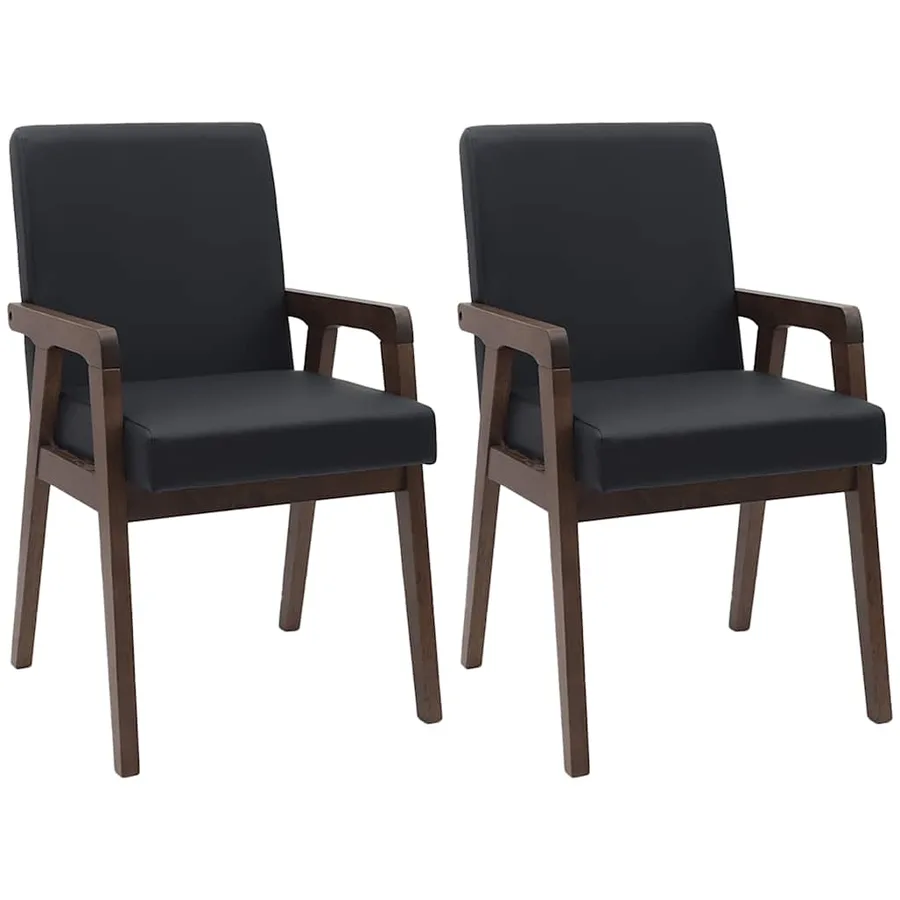 Chaises de salle à manger avec coussins (2 pcs) bois massif marron caoutchouc - 2