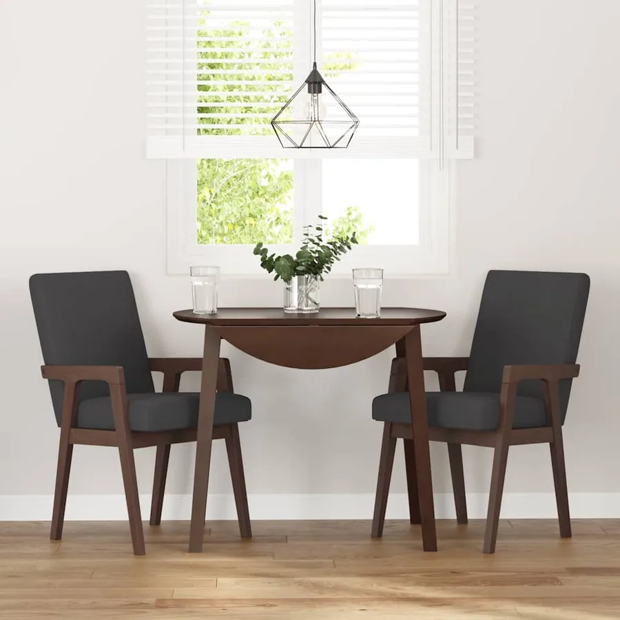 Chaises de salle à manger avec coussins (2 pcs) bois massif marron caoutchouc - 3
