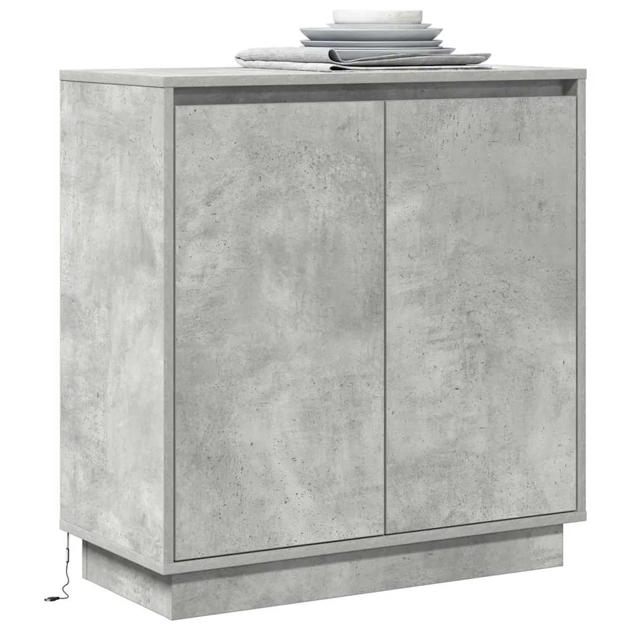 Buffet LED pour Gris béton 71 x 34,5 x 75 cm Bois d'ingénierie - 3