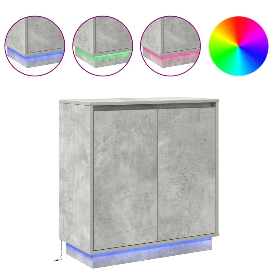 Buffet LED pour Gris béton 71 x 34,5 x 75 cm Bois d'ingénierie - 4