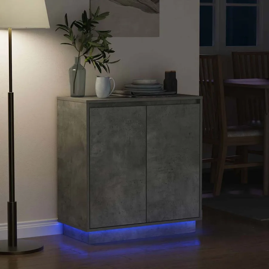 Buffet LED pour Gris béton 71 x 34,5 x 75 cm Bois d'ingénierie - 6