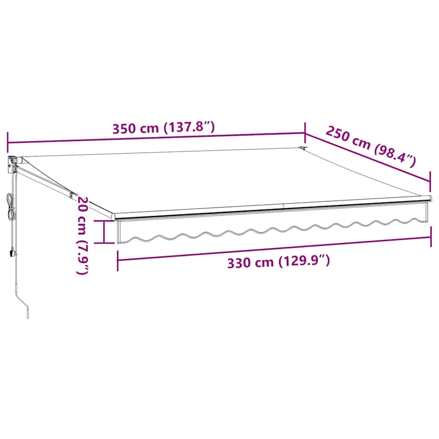 Auvent rétractable automatique marron 350x250 cm - 8