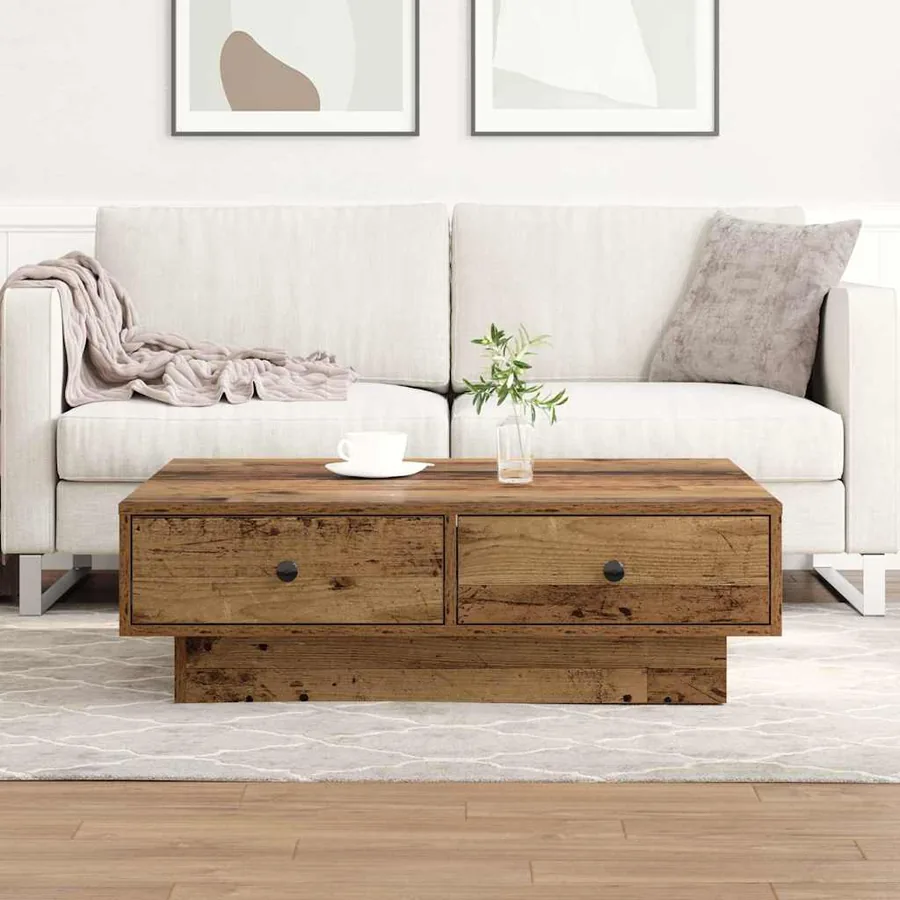 Table basse Bois ancien 90 x 90 x 28 cm Bois d'ingénierie