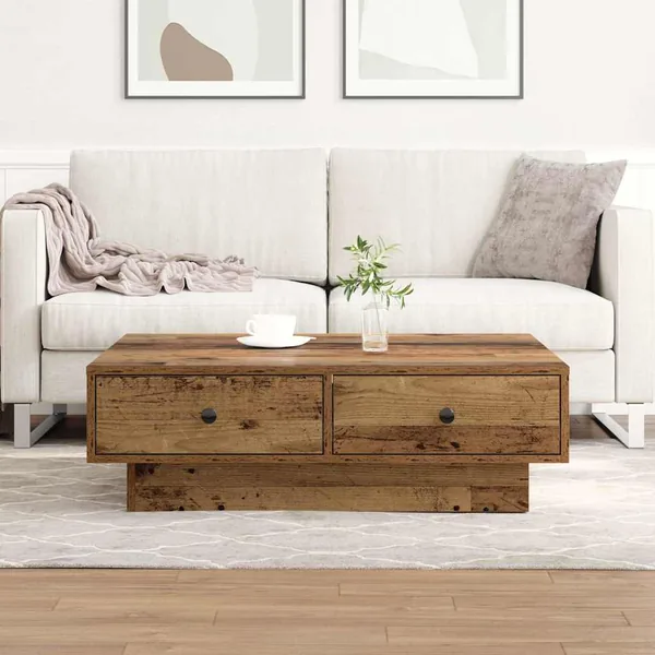 Table basse Bois ancien 90 x 90 x 28 cm Bois d'ingénierie