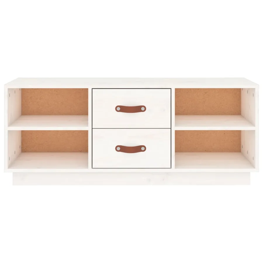 Meuble TV Blanc 100x34x40 cm Bois de pin massif - 6