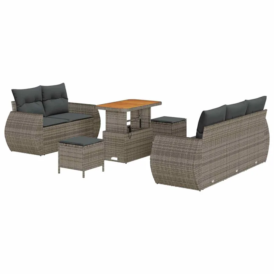 Ensemble de canapé de jardin avec coussin 8 pcs Gris polyrotin - 2